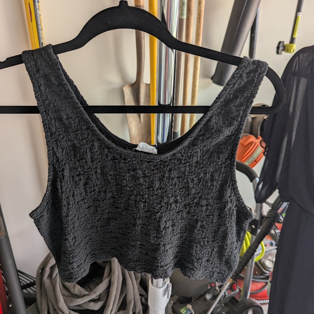 Cotton On Black Crop Tank Top- Size Medium